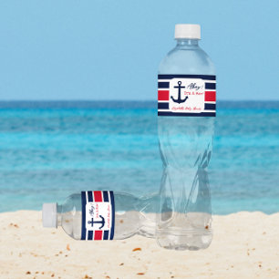 Étiquette Pour Bouteilles D'eau Ahoy C'est un garçon ! Baby shower nautique