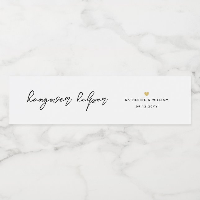 Étiquette Pour Bouteilles D'eau Aide de hangover chic (Étiquettes simples)