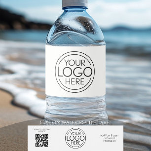 Étiquette Pour Bouteilles D'eau Ajoutez votre logo et votre code QR - Modern Minim