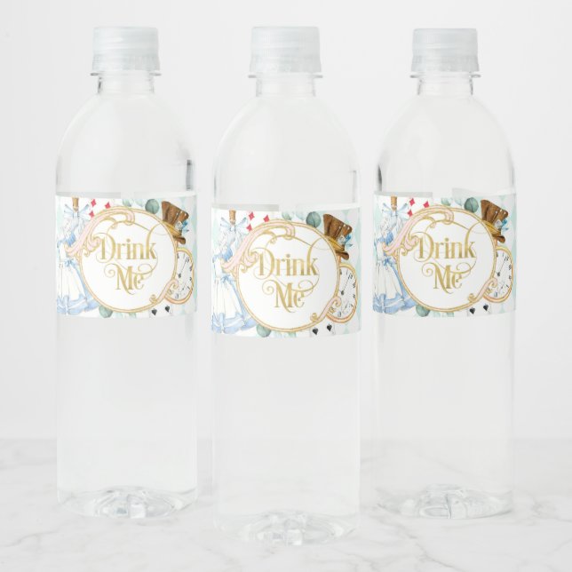Étiquette Pour Bouteilles D'eau Alice Wonderland chapelier fou thé party bois moi  (Bouteilles)