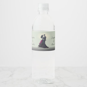 Étiquette Pour Bouteilles D'eau Amoureux gothiques romantiques Mariage élégant