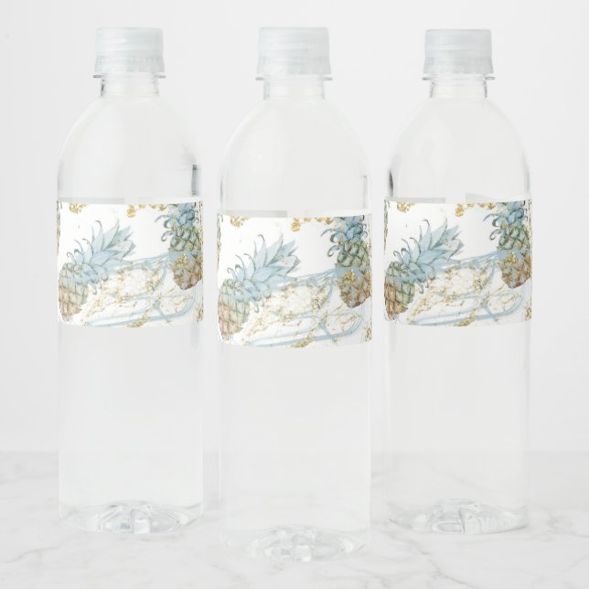 Étiquette Pour Bouteilles D'eau Ananas Or Paillettes Anniversaire Fête (Bouteilles)