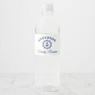 Étiquette Pour Bouteilles D'eau Ancre Bleue de la marine nautique - Réunion de fam