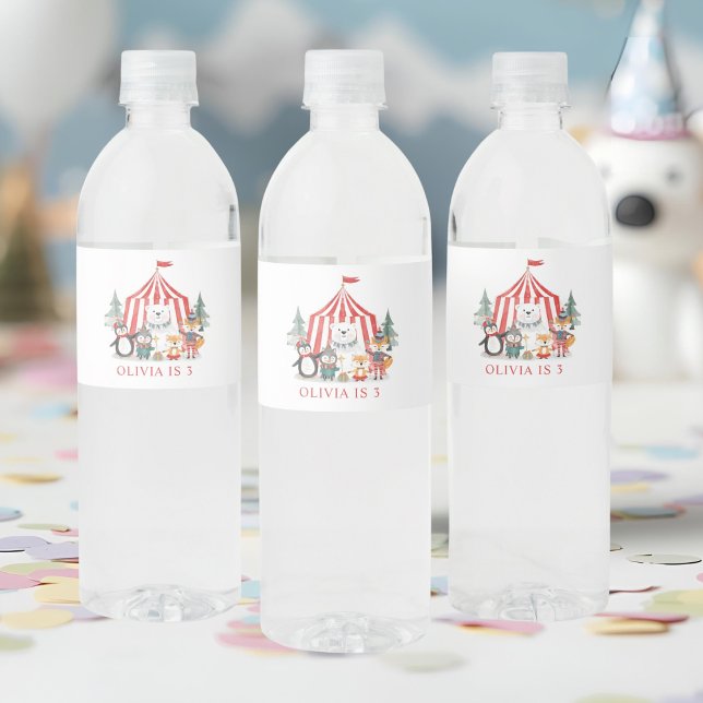Étiquette Pour Bouteilles D'eau Animaux de cirque d'hiver (Créateur téléchargé)