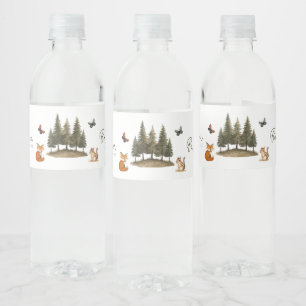 Étiquette Pour Bouteilles D'eau Animaux de la Forêt de Bois en Aquarelle Baby Show