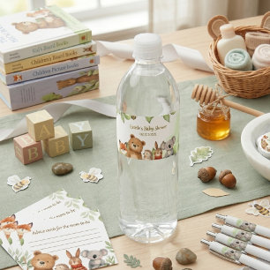 Étiquette Pour Bouteilles D'eau Animaux Mignons Forêt Aquarelle Baby Shower