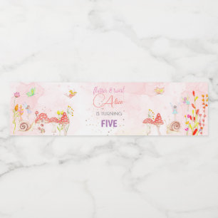 Étiquette Pour Bouteilles D'eau Anniversaire de enfant d'aquarelle de jardin de fé