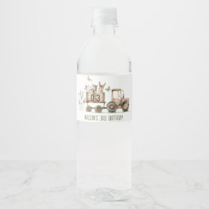 Étiquette Pour Bouteilles D'eau Anniversaire de enfant de tracteur pour animaux de