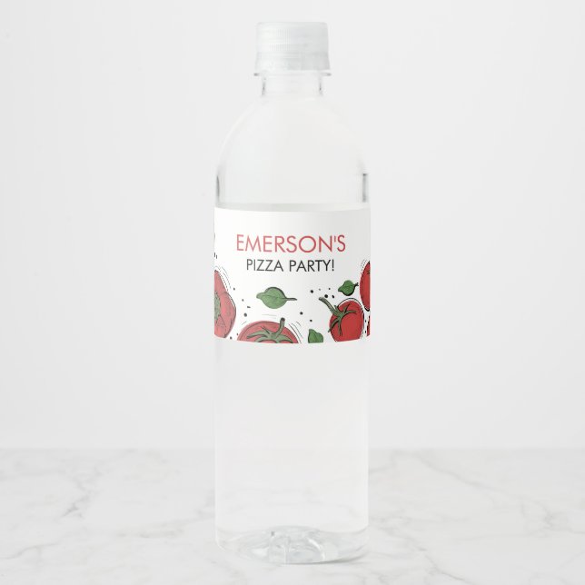 Étiquette Pour Bouteilles D'eau Anniversaire de la Pizza (Devant)