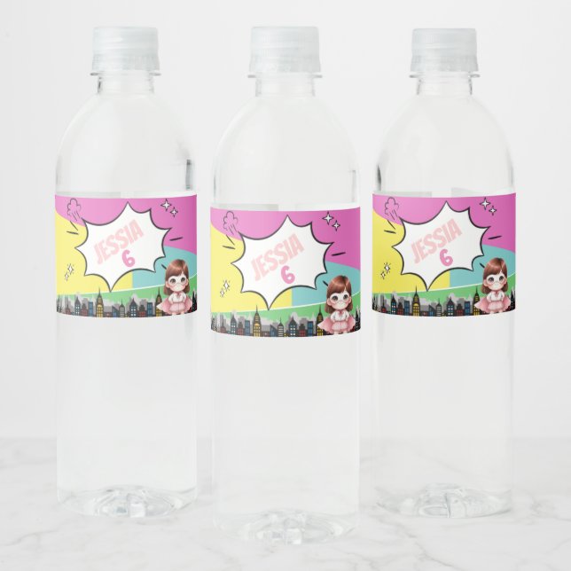 Étiquette Pour Bouteilles D'eau Anniversaire de Superhero (Bouteilles)