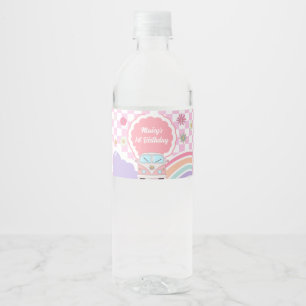 Étiquette Pour Bouteilles D'eau Anniversaire de voiture florale Daisy arc-en-ciel