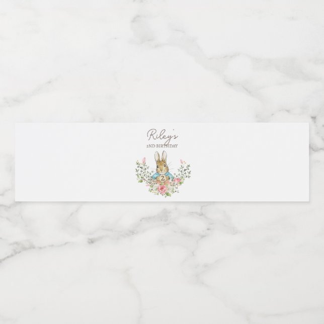 Étiquette Pour Bouteilles D'eau Anniversaire du lapin classique (Étiquettes simples)
