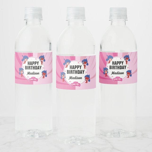 Étiquette Pour Bouteilles D'eau Anniversaire Miraculum Ladybug Chibi (Bouteilles)