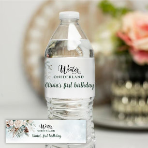 Étiquette Pour Bouteilles D'eau Anniversaire Premier Evergreen Winter Onederland
