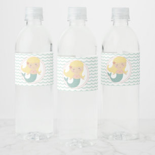 Étiquette Pour Bouteilles D'eau Anniversaire première année sirène pastel rose Ann