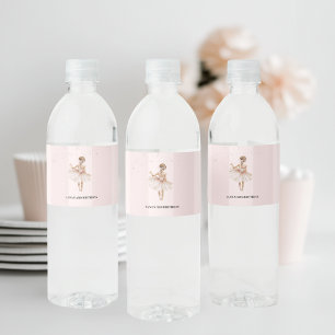 Étiquette Pour Bouteilles D'eau Anniversaire rose Ballerina élégant