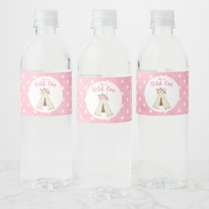 Étiquette Pour Bouteilles D'eau Anniversaire sauvage de Teepee tribal floral de