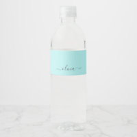 Aqua Blue Turquoise Moderne Script Girl Monogramme