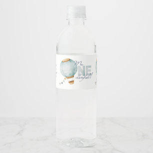 Étiquette Pour Bouteilles D'eau Aquarelle Bleu Hot Air Balloon M. ONEderful Boy