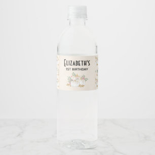 Étiquette Pour Bouteilles D'eau Aquarelle Citrouille blanche et or Anniversaire