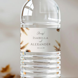 Étiquette Pour Bouteilles D'eau Aquarelle de bois de brume Chute Mariage floral