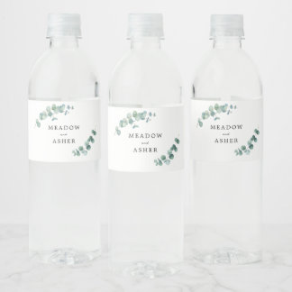 Étiquette Pour Bouteilles D'eau Aquarelle Mariage Adélaïde Eucalyptus