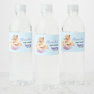 Étiquette Pour Bouteilles D'eau Aquarelle mignonne Mère Lion & Merci Cub
