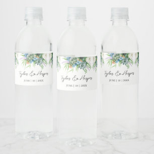 Étiquette Pour Bouteilles D'eau Aquarelle Succulent bouquet floral Mariage Boho