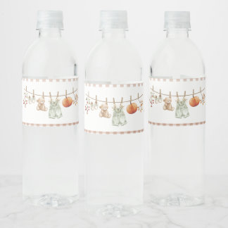 Étiquette Pour Bouteilles D'eau Aquarelle Un petit Pumokin est en route bébé