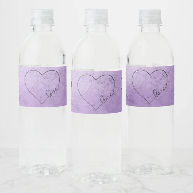 Étiquette Pour Bouteilles D'eau Aquarelle violet Fête des mariées Mariage Amour du (Bouteilles)