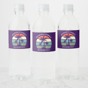 Étiquette Pour Bouteilles D'eau Arbre de palmier violet personnalisé pour une fête
