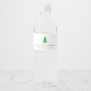 Étiquette Pour Bouteilles D'eau Arbre forestier Décoration simple aquarelle Mariag