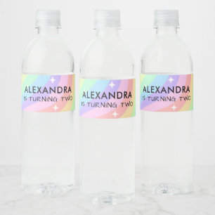 Étiquette Pour Bouteilles D'eau Arc-en-ciel Coloré 2e Anniversaire de la Fille
