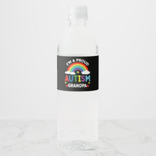 Étiquette Pour Bouteilles D'eau Arc-en-ciel Je suis un grand-père fier de l'autism