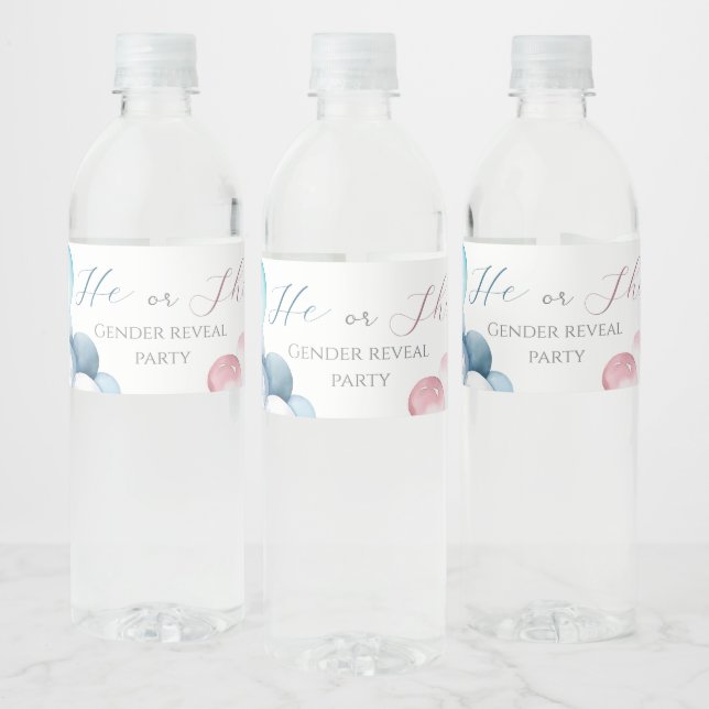Étiquette Pour Bouteilles D'eau Arc rose et bleu Aquarelle Révélation de genre (Bouteilles)