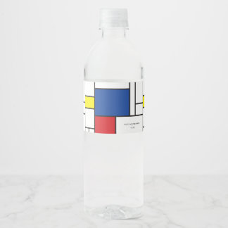 Étiquette Pour Bouteilles D'eau Art Moderne Géométrique Minimaliste De Stijl Mondr