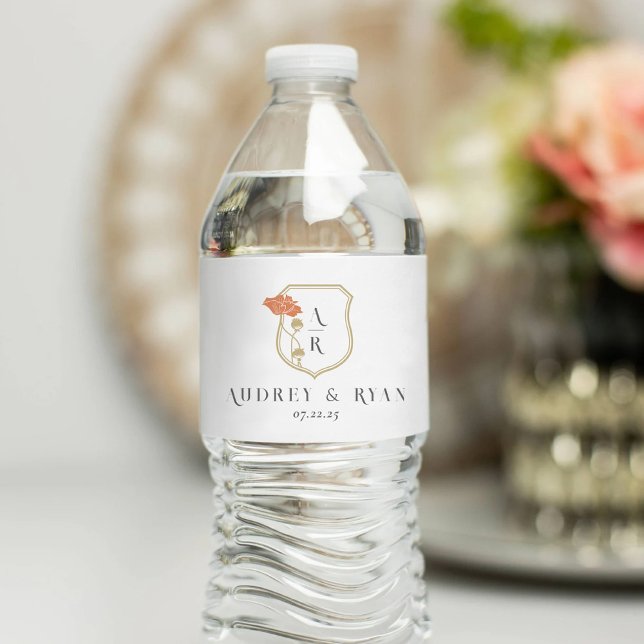 Étiquette Pour Bouteilles D'eau Art vintage (Vintage Art Nouveau Water Bottle Label with monogram)