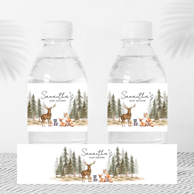 Étiquette Pour Bouteilles D'eau Aventure Commencer le Baby shower des animaux des  (Let the Adventure Begin Woodland Animals Baby Shower Bottle Label)