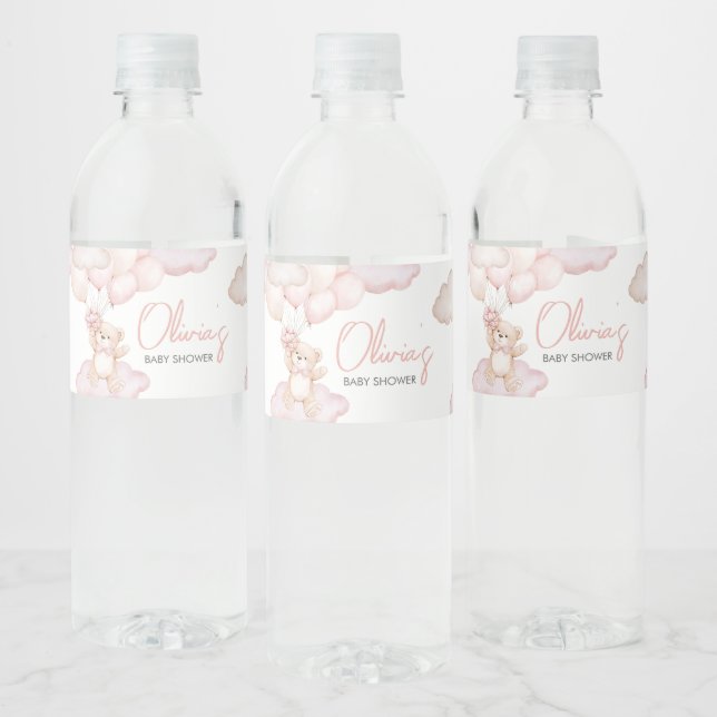 Étiquette Pour Bouteilles D'eau Baby shower à ballets pour bébé rose (Bouteilles)