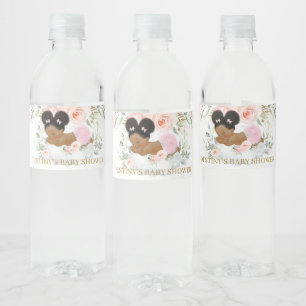 Étiquette Pour Bouteilles D'eau Baby shower africain-américain mignon bouffé Ann