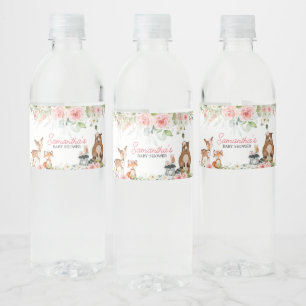 Étiquette Pour Bouteilles D'eau Baby Shower Animaux de la Forêt Florale