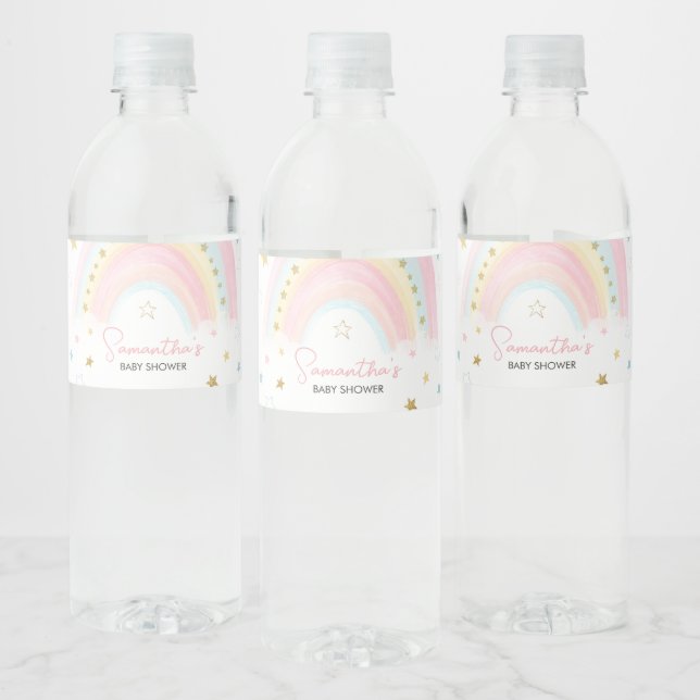 Étiquette Pour Bouteilles D'eau Baby shower arc-en-ciel Boho (Bouteilles)