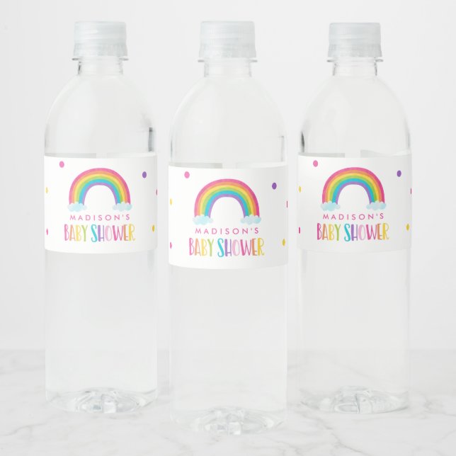 Étiquette Pour Bouteilles D'eau Baby shower arc-en-ciel lumineux (Bouteilles)