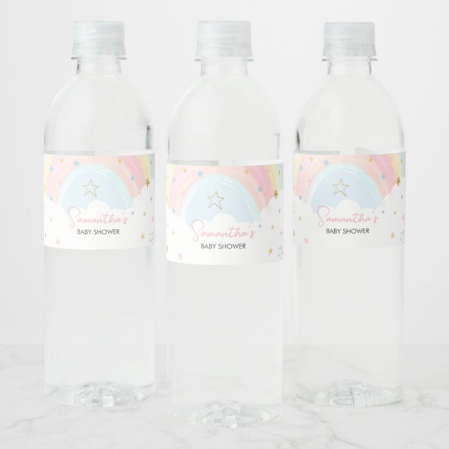 Étiquette Pour Bouteilles D'eau Baby shower arc-en-ciel Pastel (Bouteilles)