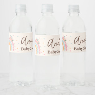 Étiquette Pour Bouteilles D'eau Baby shower arc-en-ciel rose
