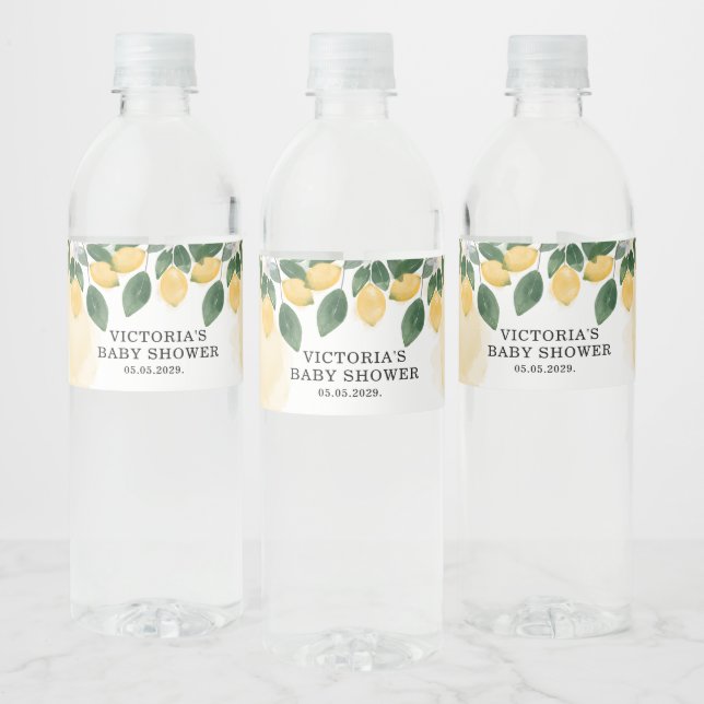 Étiquette Pour Bouteilles D'eau Baby-Shower au Citron (Bouteilles)