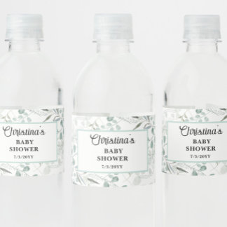 Étiquette Pour Bouteilles D'eau Baby Shower au Eucalyptus Aquarelle