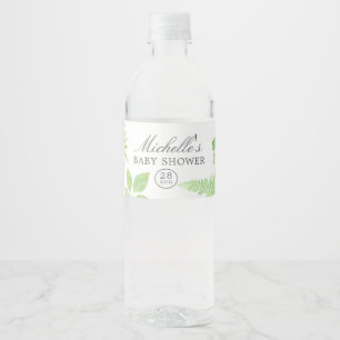 Étiquette Pour Bouteilles D'eau Baby-Shower avec verdure à l'aquarelle
