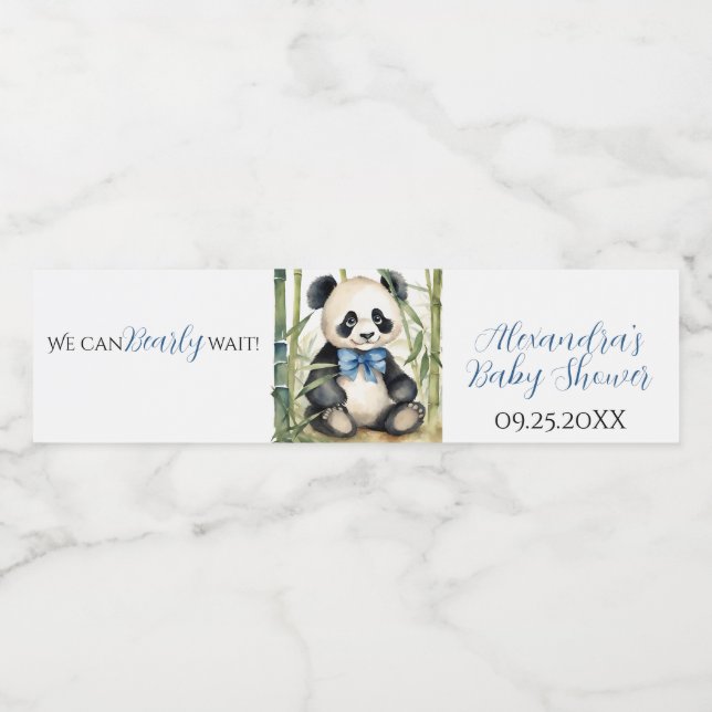 Étiquette Pour Bouteilles D'eau Baby shower bébé Panda Bear Boy (Étiquettes simples)