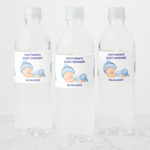 Étiquette Pour Bouteilles D'eau Baby-Shower Bleu, Baby-Shower Garçon